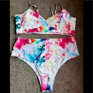 Tie dye Shein 4x two-piece swim suit — fits like a 2-3x IMO